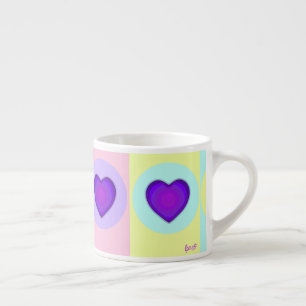 Tasse Expresso Couleurs pastel & coeurs violets battre