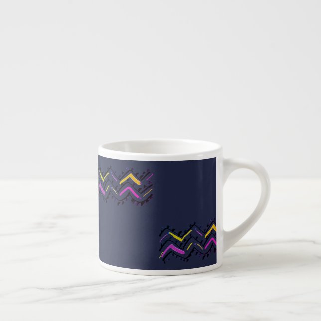 Tasse Expresso Coupe Abstraite de café Espresso violet Art Jaune (Droite)