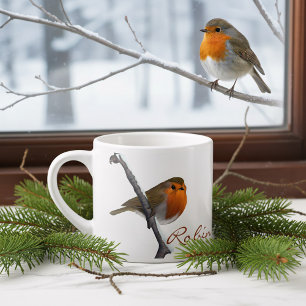 Tasse Expresso Coupe d'Espresso d'hiver Robin des oiseaux Noël