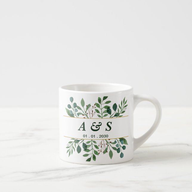Tasse Expresso Coupe d'Espresso Mariage vert blanc (Droite)