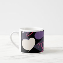 Coupe d'espresso rétro noir, blanc, violet, rose