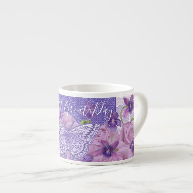 Tasse Expresso Coupe Espresso rose et Violets (Devant droit)
