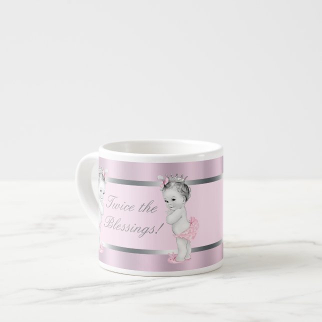 Tasse Expresso Coupes pour bébés Princesse Rose Twin Girl (Devant gauche)