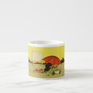 Tasse Expresso Couple romantique vintage s'embrassant sous un par