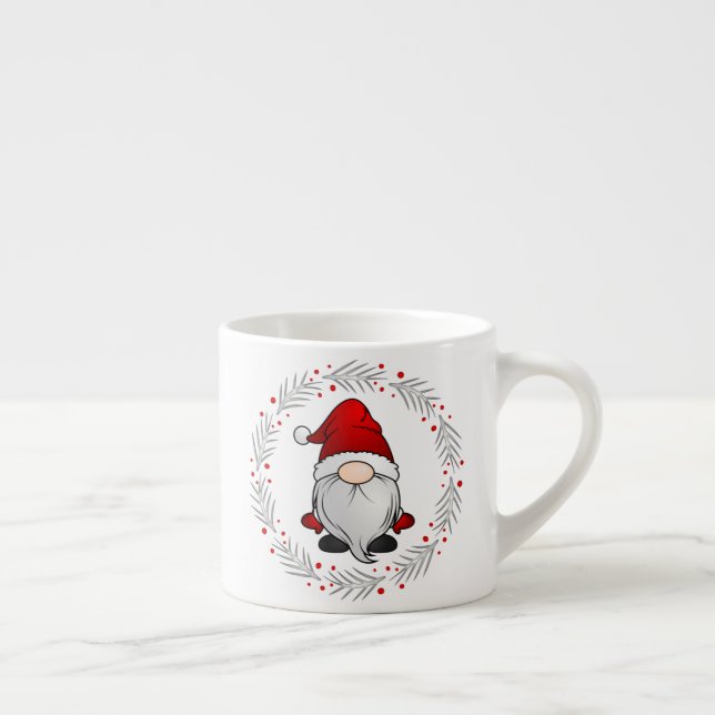 Tasse Expresso Couronne de Noël drôle de gnome de Noël (Droite)