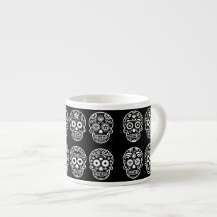 Tasse Expresso Crâne à sucre noir et blanc