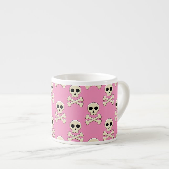 Tasse Expresso Crâne avec os (Devant droit)