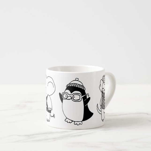 Tasse Expresso Créatures de dessin animé mignonnes pour enfants  (Devant droit)