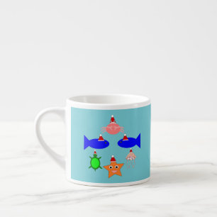 Tasse Expresso Créatures de la mer de Noël