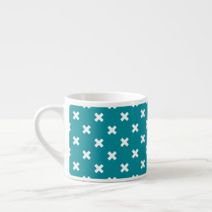 Tasse Expresso Crochets blancs sur turquoise