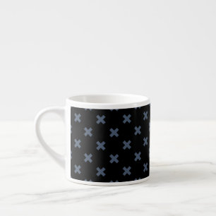 Tasse Expresso Crochets bleu-gris sur noir