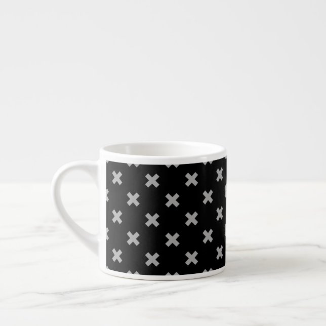 Tasse Expresso Crochets gris sur le noir (Gauche)