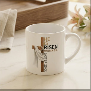 Tasse Expresso Croix de Pâques vintage personnalisée Il est ressu
