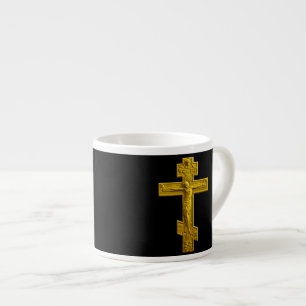 Tasse Expresso Croix orthodoxe russe d'or