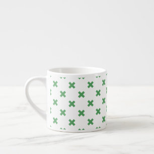 Tasse Expresso Croix verte coutures sur blanc
