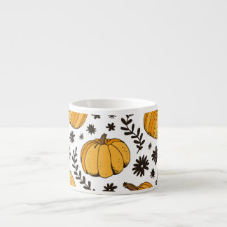 Tasse Expresso Croquis citrouilles : motif sans couture dessiné à