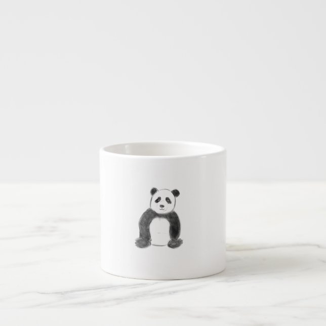 Tasse Expresso Croquis de panda en noir et blanc (Devant)
