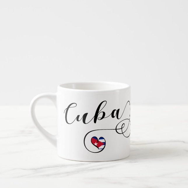 Tasse Expresso Cuba Drapeau Coeur, drapeau cubain dans un coeur (Gauche)