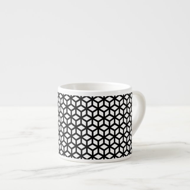 Tasse Expresso Cube Noir Et Blanc Motif (Devant droit)