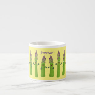 Tasse Expresso Cute asperges chantant un trio végétal dessin anim