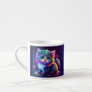 Tasse Expresso Cute Colorful Chat Artwork numérique-79827