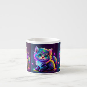 Tasse Expresso Cute Colorful Chat Artwork numérique-79827