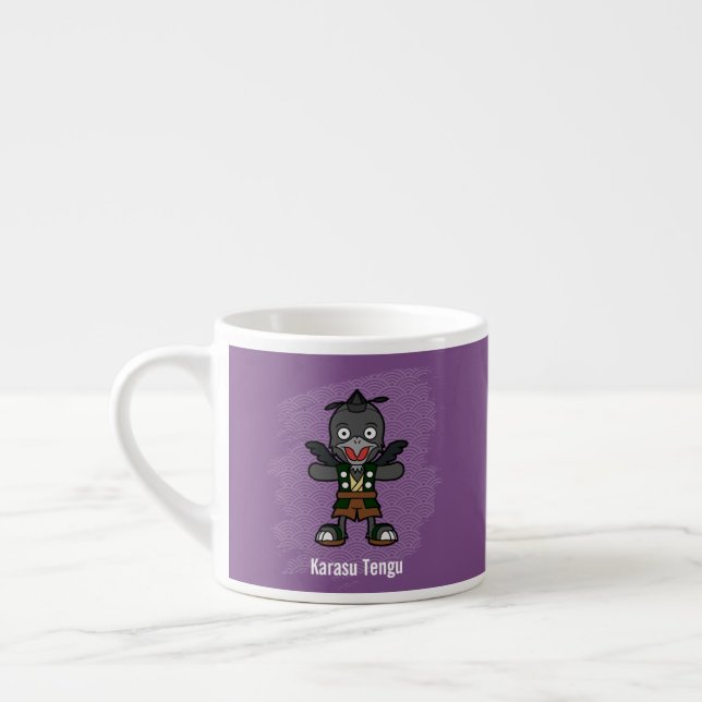 Tasse Expresso Cute Crow Tengu Yokai - Folklore japonais (Gauche)