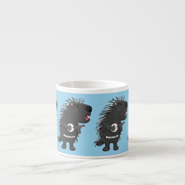 Tasse Expresso Cute drôle porc-épic avec dessin animé de banjo (Devant)