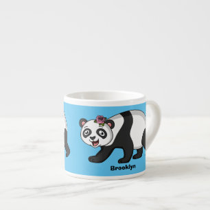 Tasse Expresso Cute happy panda bear with flower cartoon