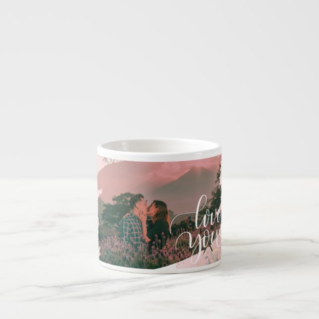 Tasse Expresso Cute Lote You Photo Personnalisée Pour Couple Rose (Devant)