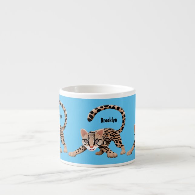 Tasse Expresso Cute ocelot cartoon illustration (Devant)
