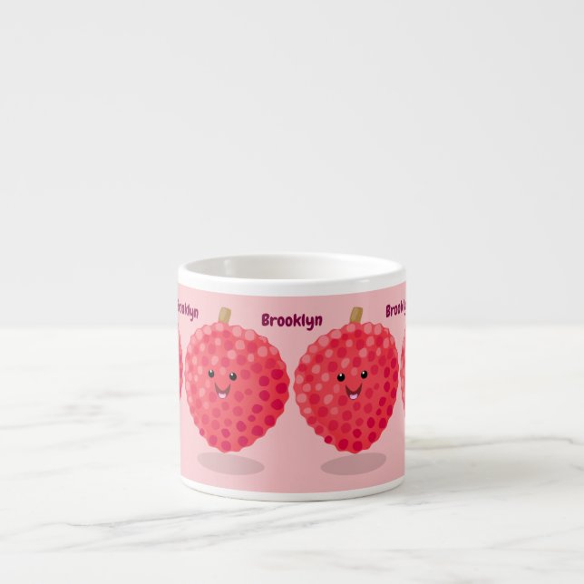 Tasse Expresso Cute pink lychee cartoon illustration (Devant)