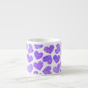 Tasse Expresso Cute Purple Doodled Heart Valentine's Day Motif