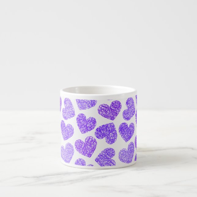 Tasse Expresso Cute Purple Doodled Heart Valentine's Day Motif (Devant)