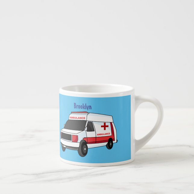 Tasse Expresso Cute red ambulance van cartoon (Droite)