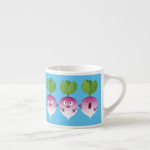 Tasse Expresso Cute turnip légumes trio chanter dessin animé