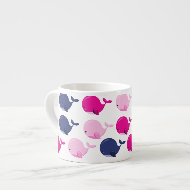 Tasse Expresso Cute Whales, Pattern of Whales, Sea Animals (Devant gauche)