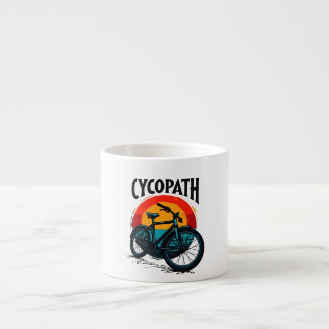 Tasse Expresso Cycopath : Vélo énergétique avec le soleil couchan (Devant)