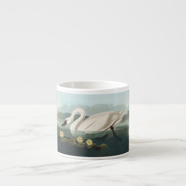 Tasse Expresso cygne audubon cygnes d'eau blanche (Devant)