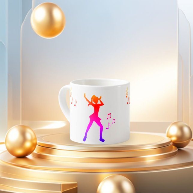 Tasse Expresso Dancing Anime Girl with Music Notes - Cool K-Pop (Créateur téléchargé)