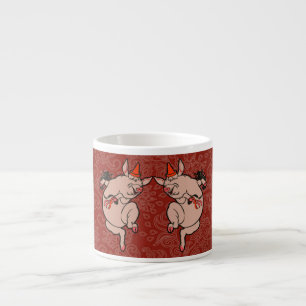 Tasse Expresso Dancing Pig Antique Cute Danseuse