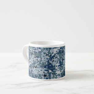 Tasse Expresso Décor de camouflage numérique bleu marine