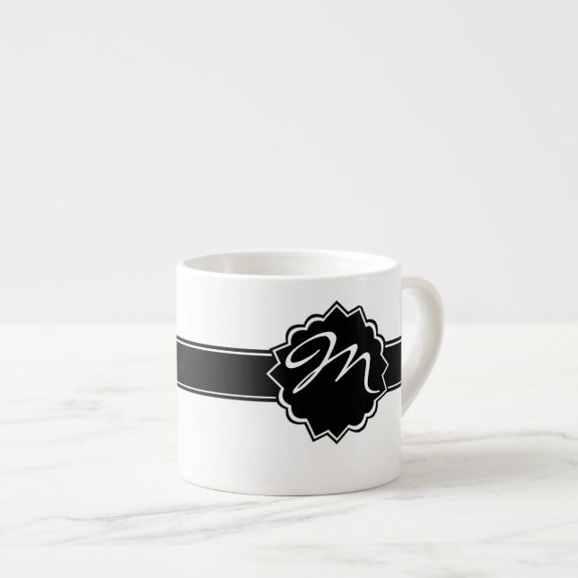 Tasse Expresso Décoré d'un monogramme noir (Devant droit)