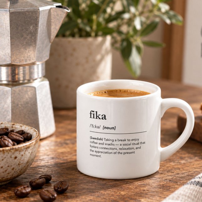 Tasse Expresso Définition de fika pause café suédoise moderne (Créateur téléchargé)