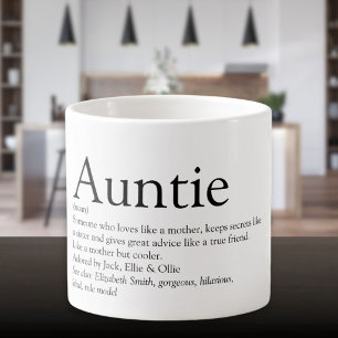 Tasse Expresso Définition de Tante Cool Fun en Noir et Blanc