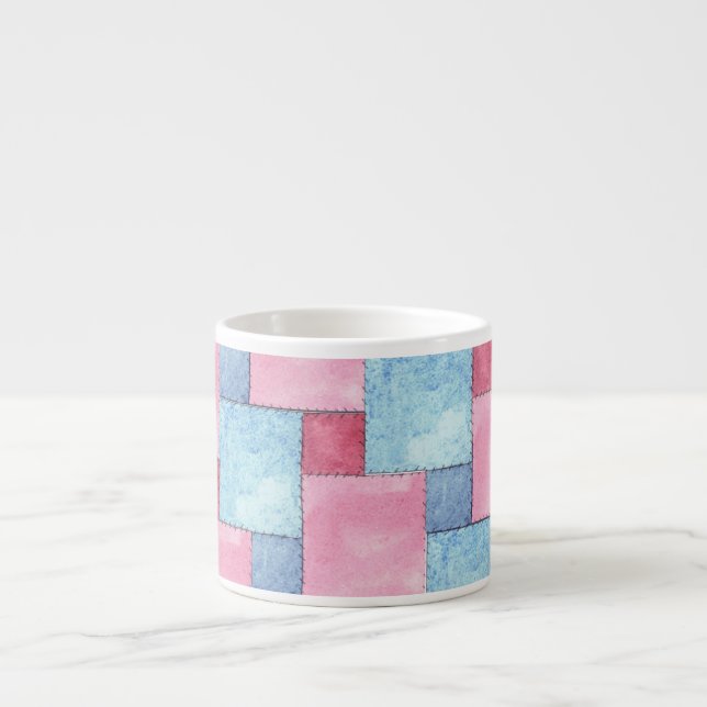Tasse Expresso Denim Patchwork Espresso Mug, Rose, Blues (Devant)
