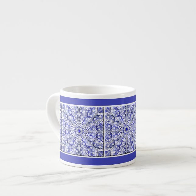 Tasse Expresso Dentelle en céramique Bleu de Grèce (Devant gauche)