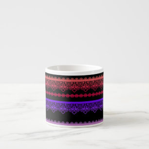 Tasse Expresso Dentelle multicolore sur fond noir