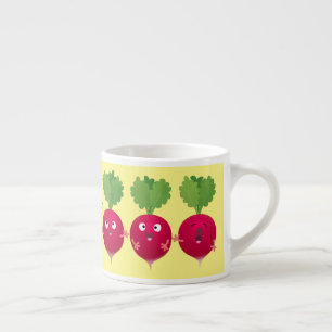 Tasse Expresso Des radis mignons chantant des légumes de dessin a