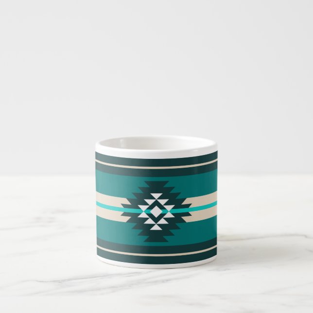 Tasse Expresso Design aztèque en couleur turquoise (Devant)